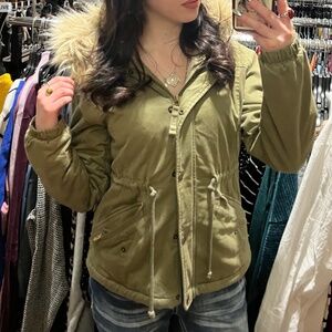 Hollister Y2K Fur Hood Jacket